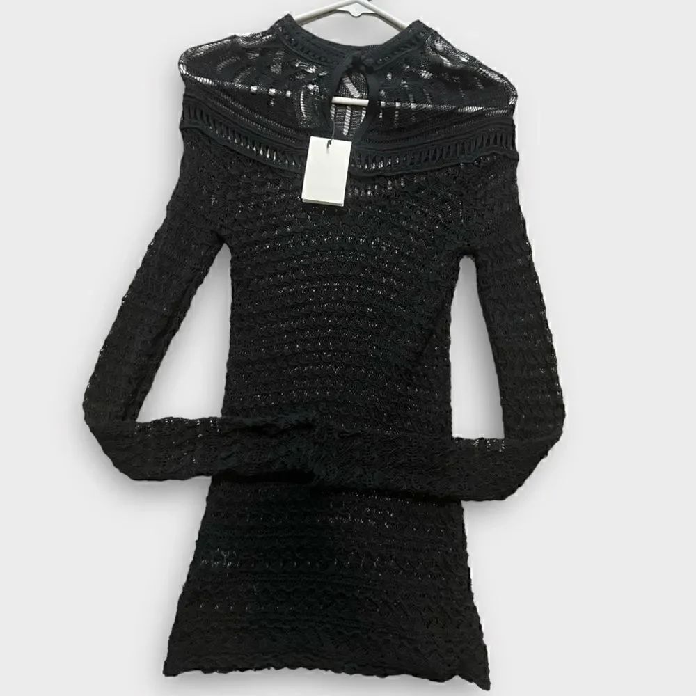 Isabel Marant Crochet Knit Top, Button Neck, NWT